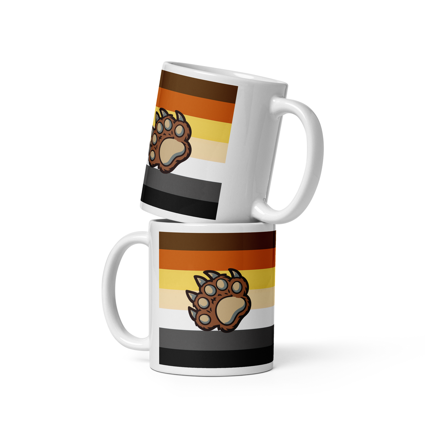 Tazza bianca lucida - bearpop zampa bandiera