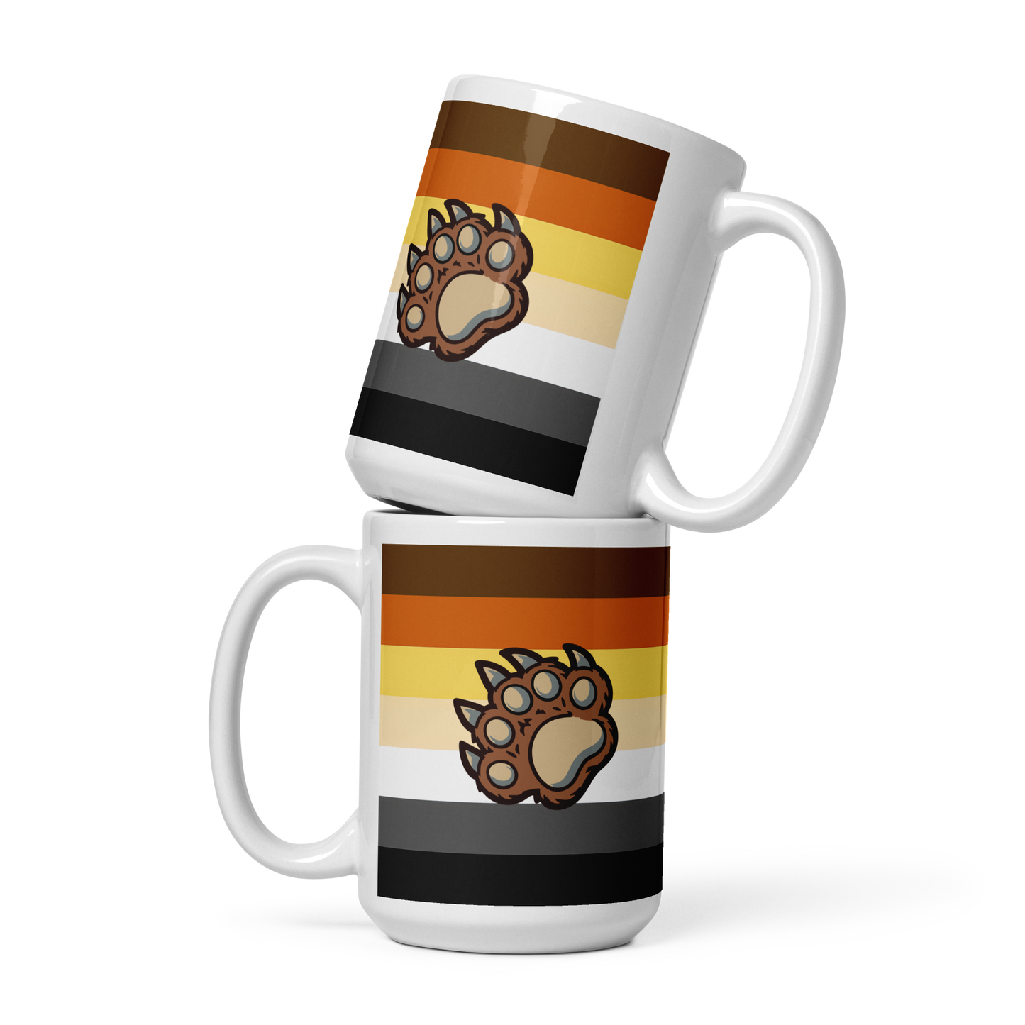 Tazza bianca lucida - bearpop zampa bandiera