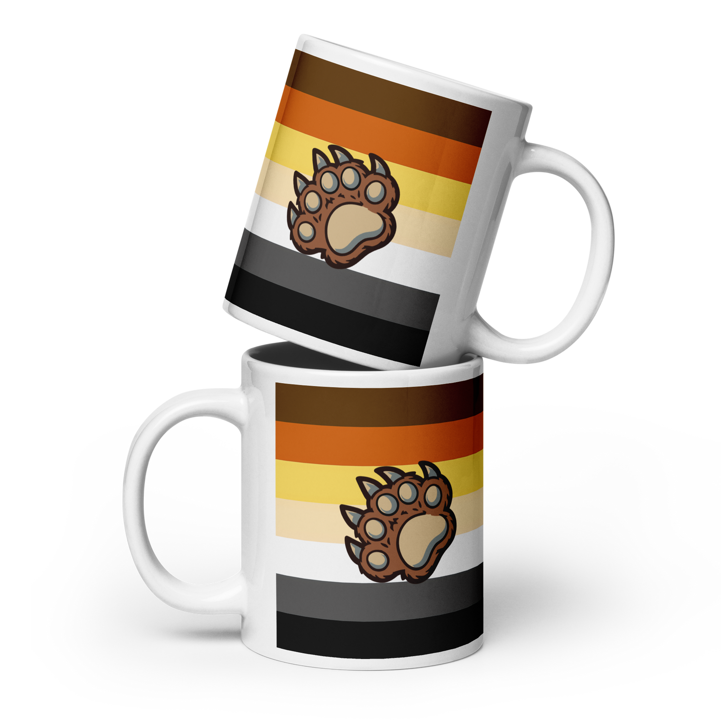 Tazza bianca lucida - bearpop zampa bandiera